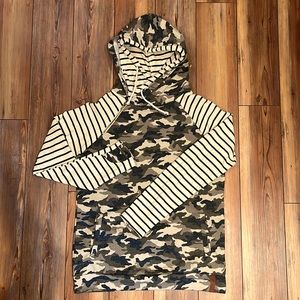 Ampersand Avenue DoubleHooded Camo & Stripe Sweatshirt